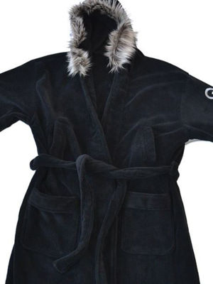 Picture of Q Parka: Black Parka Style Fleece Bathrobe