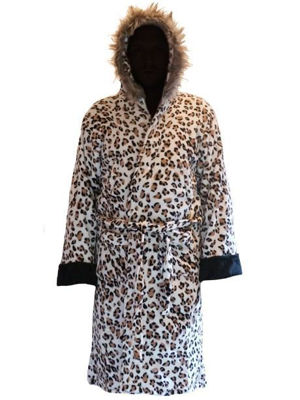 Picture of Q Parka: Leopard Parka Style Fleece Bathrobe
