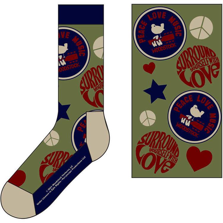 Picture of Woodstock Unisex Ankle Socks: Peace - Love - Music