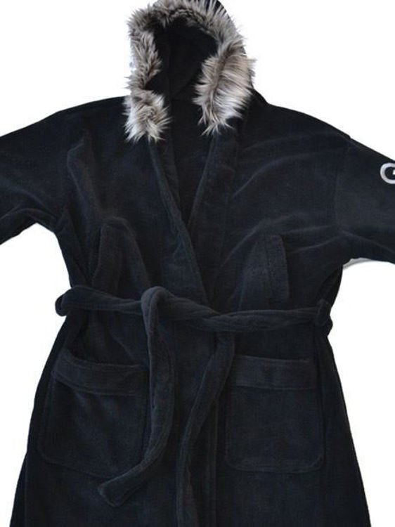 Picture of Q Parka: Black Parka Style Fleece Bathrobe